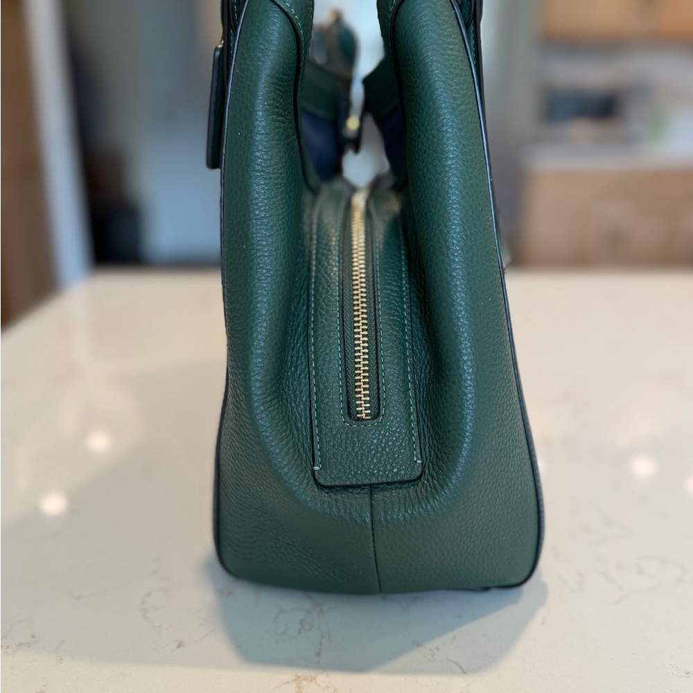 Coach Pebbled Leather Shoulder Bag in Deep Green with Gold Hardware - Picture 7 of 12